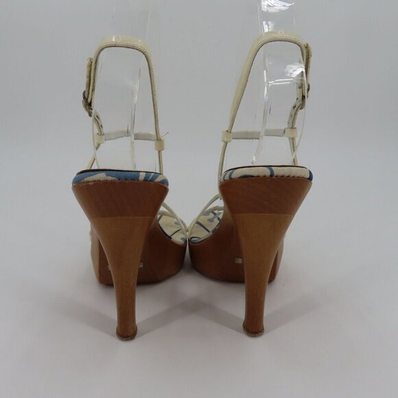 Dolce & Gabbana 38 EU 8 US Patent Strappy Wood Platform Heel Sandals Italy - Picture 7 of 16